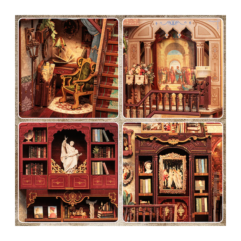 BOOK NOOK KIT - DIY - Librairie de la Sagesse - 281pc + Eclairage LED 
