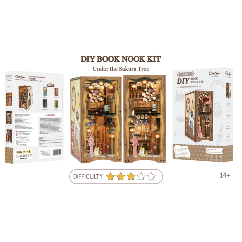 BOOK NOOK KIT - DIY - Under The Sakura Tree - 214pc + LED Light 