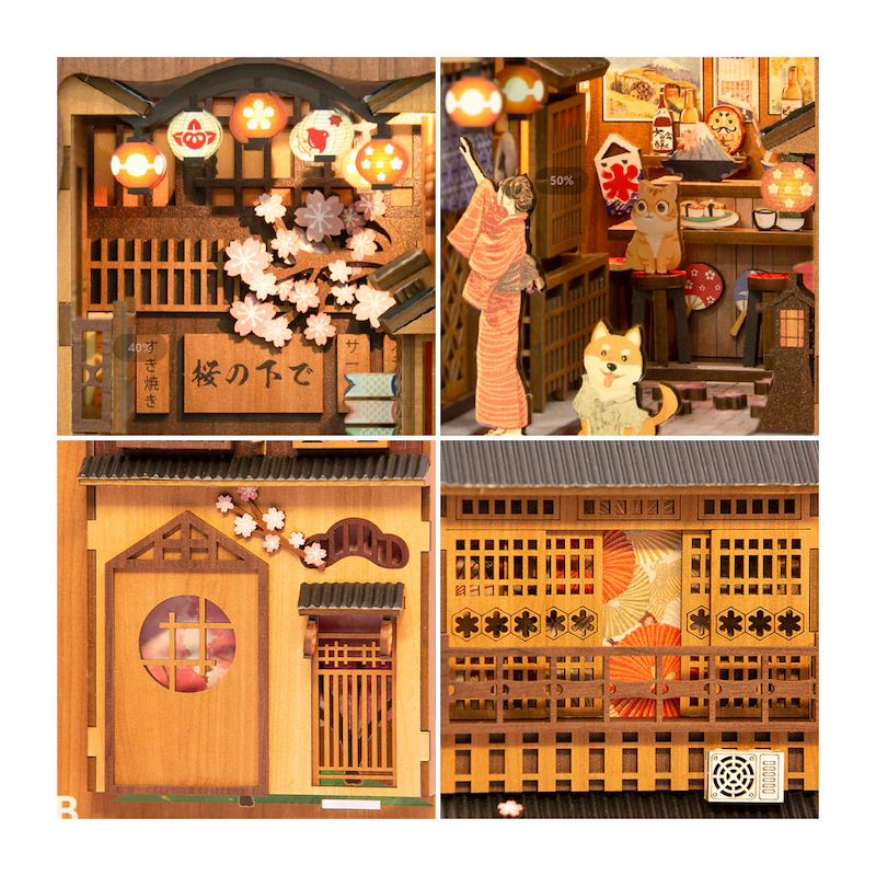BOOK NOOK KIT - DIY - Under The Sakura Tree - 214pc + LED Light 