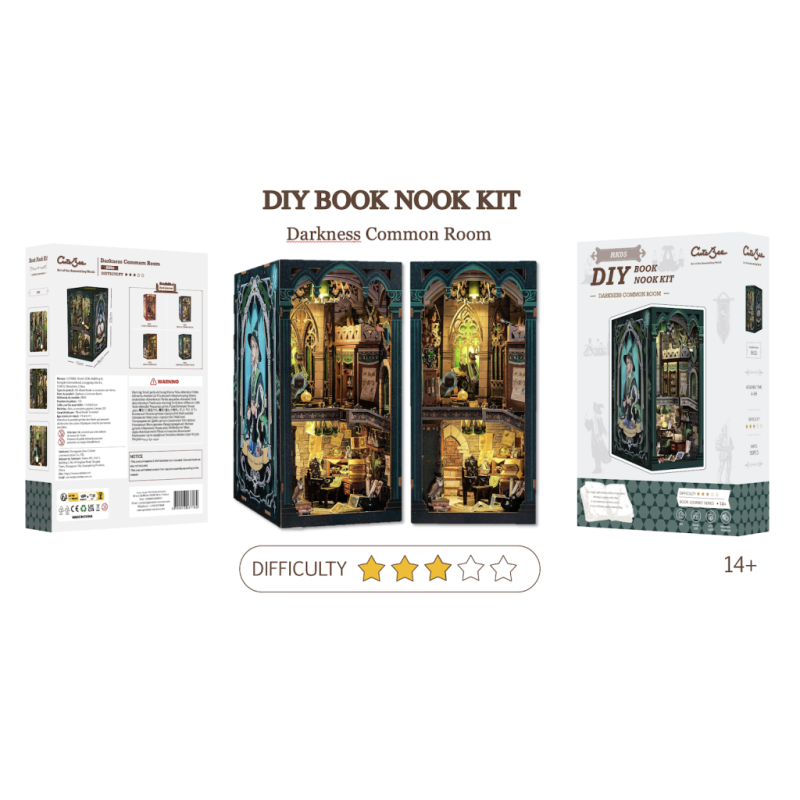 BOOK NOOK KIT - DIY - Darkness Common Room - 150pc + LED Light 