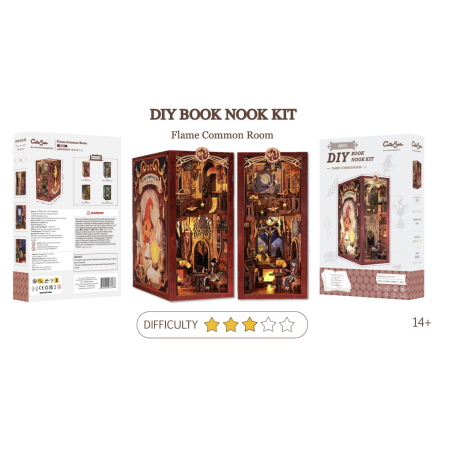 BOOK NOOK KIT - DIY - Salle Commune Flâme - 226pc + Eclairage LED 
