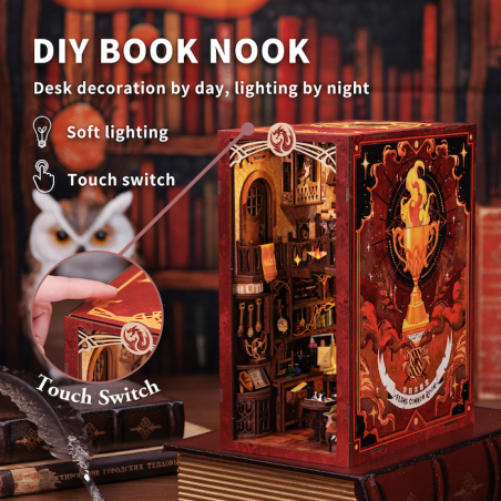 BOOK NOOK KIT - DIY - Salle Commune Flâme - 226pc + Eclairage LED 