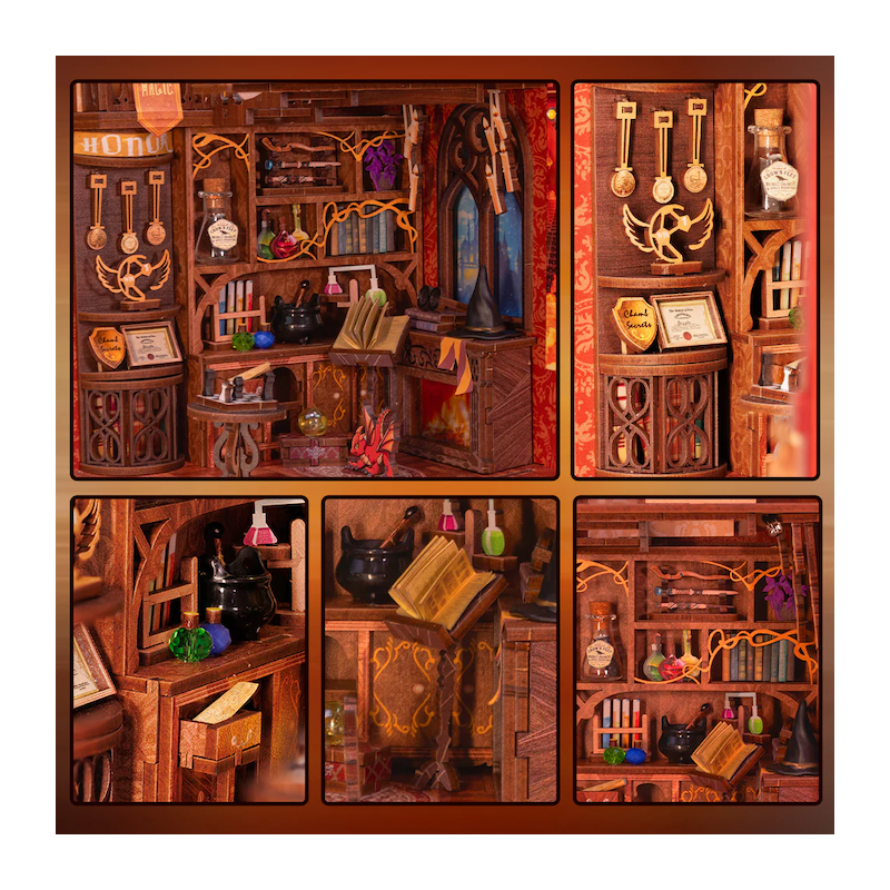 BOOK NOOK KIT - DIY - Salle Commune Flâme - 226pc + Eclairage LED 