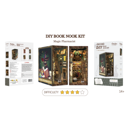 BOOK NOOK KIT - DIY - Pharmacien Magique - 282pc + Eclairage LED 
