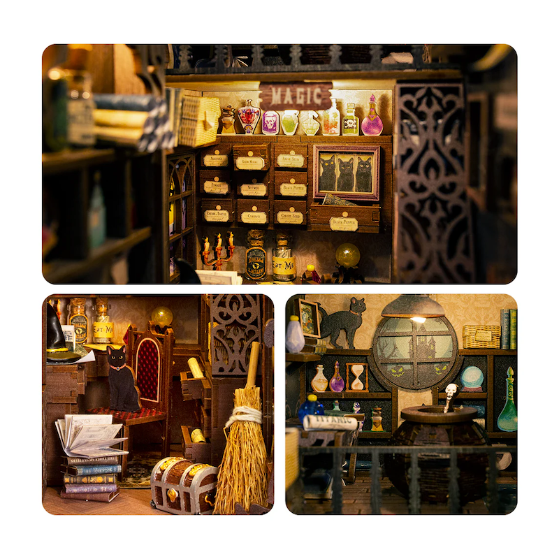 BOOK NOOK KIT - DIY - Pharmacien Magique - 282pc + Eclairage LED 