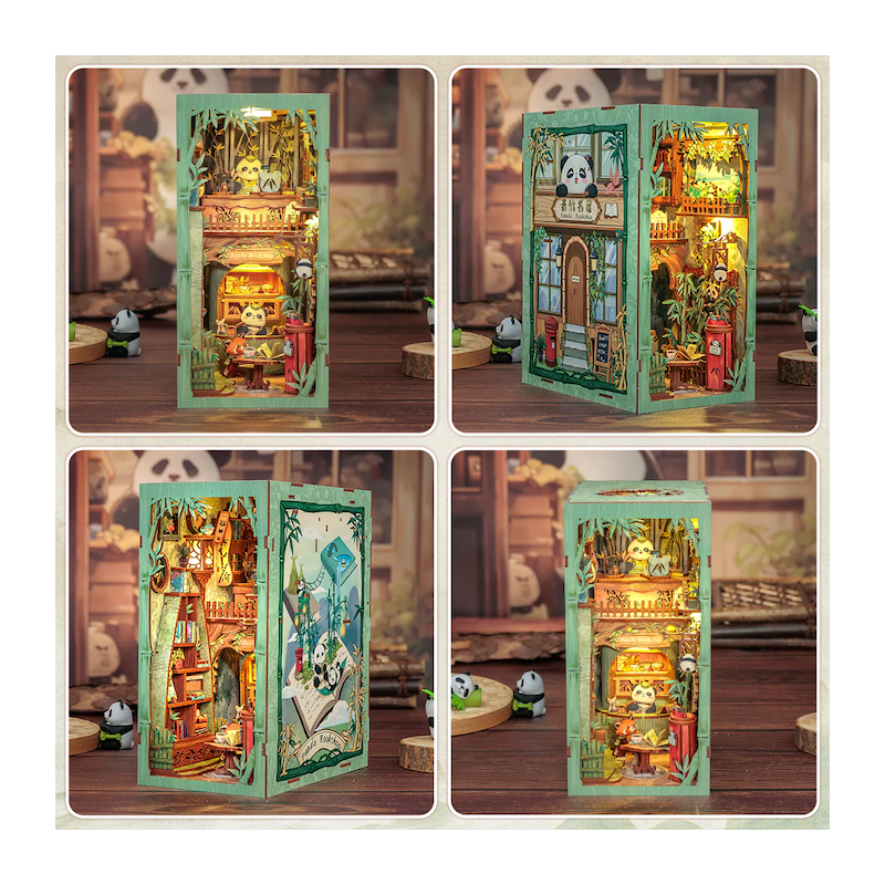 BOOK NOOK KIT - DIY - Panda Bookshop - 244pc + LED Light 