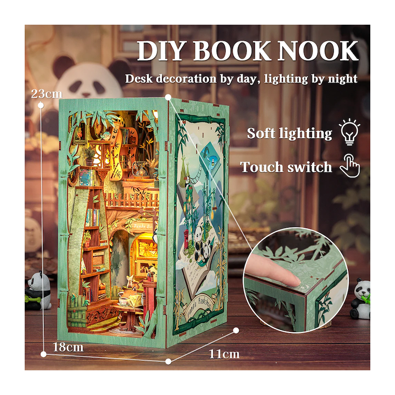 BOOK NOOK KIT - DIY - La Librairie Panda - 244pc + Eclairage LED 