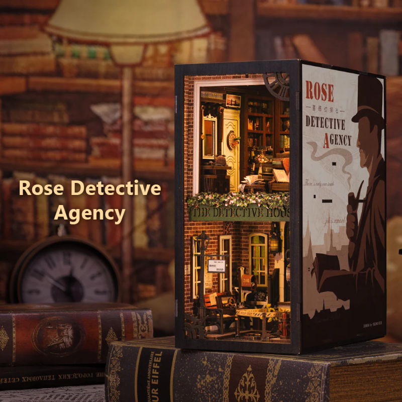 BOOK NOOK KIT - DIY - Agence du Détective Rose - 322pc +Eclairage LED 