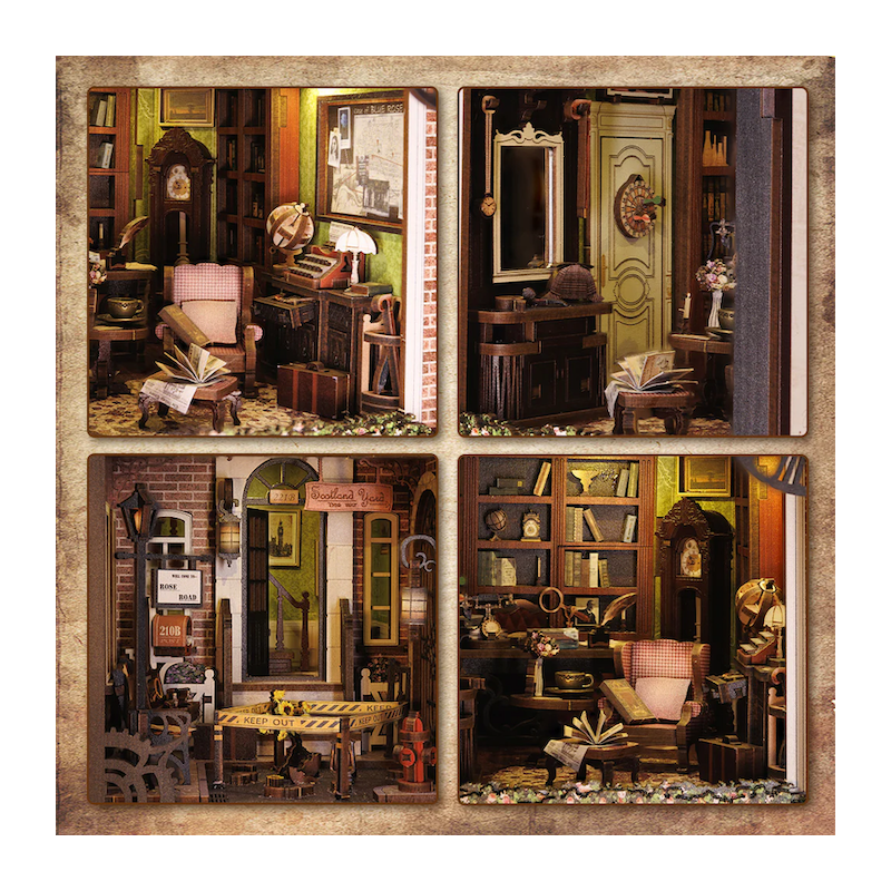 BOOK NOOK KIT - DIY - Agence du Détective Rose - 322pc +Eclairage LED 