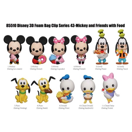 MICKEY & AMIS - Series 43 - 3D Foam Bag Clip (Display 24 Pcs) 