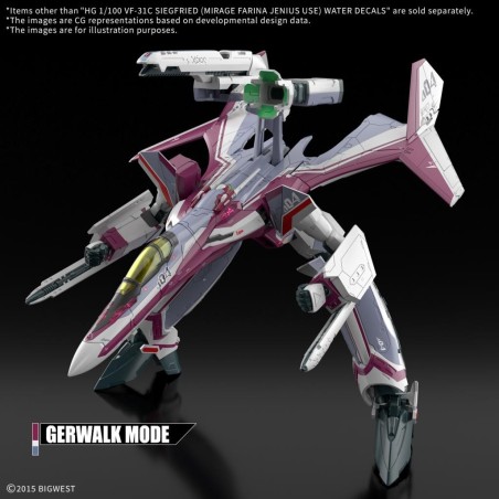 MACROSS - HG 1/100 VF-31C Siegfried (Farina Jenius) Decals - Model Kit 