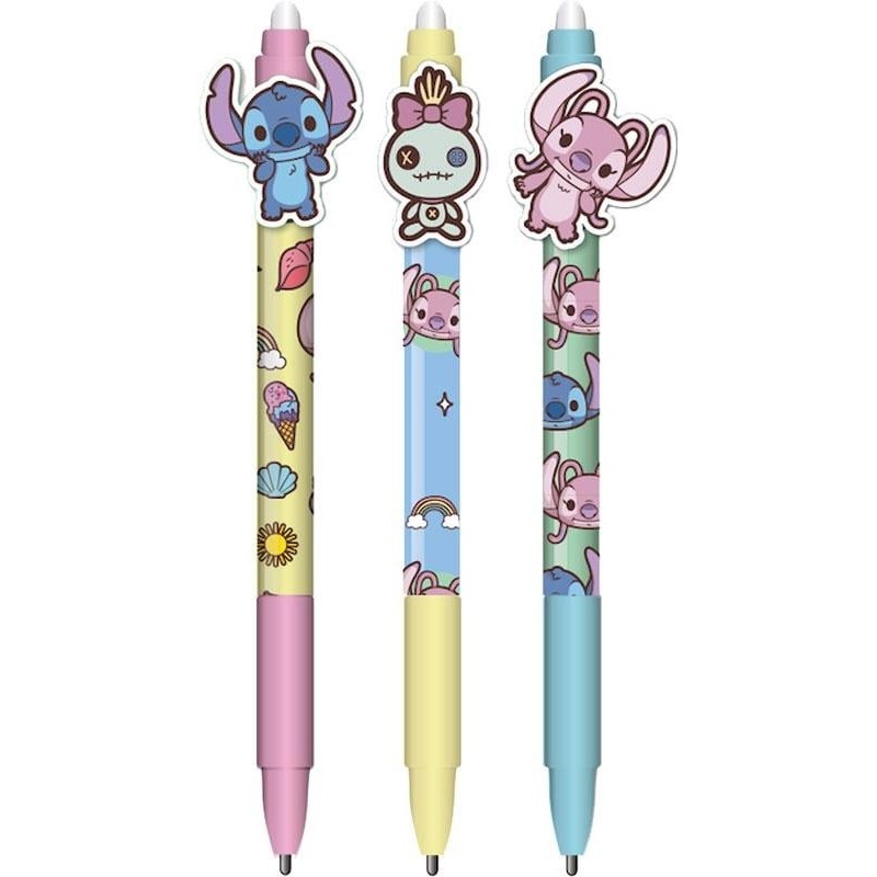 STITCH & ANGEL - Stylo à Gel Effaçable +Head Topper (Display de 36pcs) 