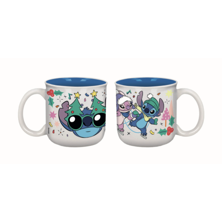 STITCH-MAS - Ice Skating - Breakfast Mug - 14oz 
