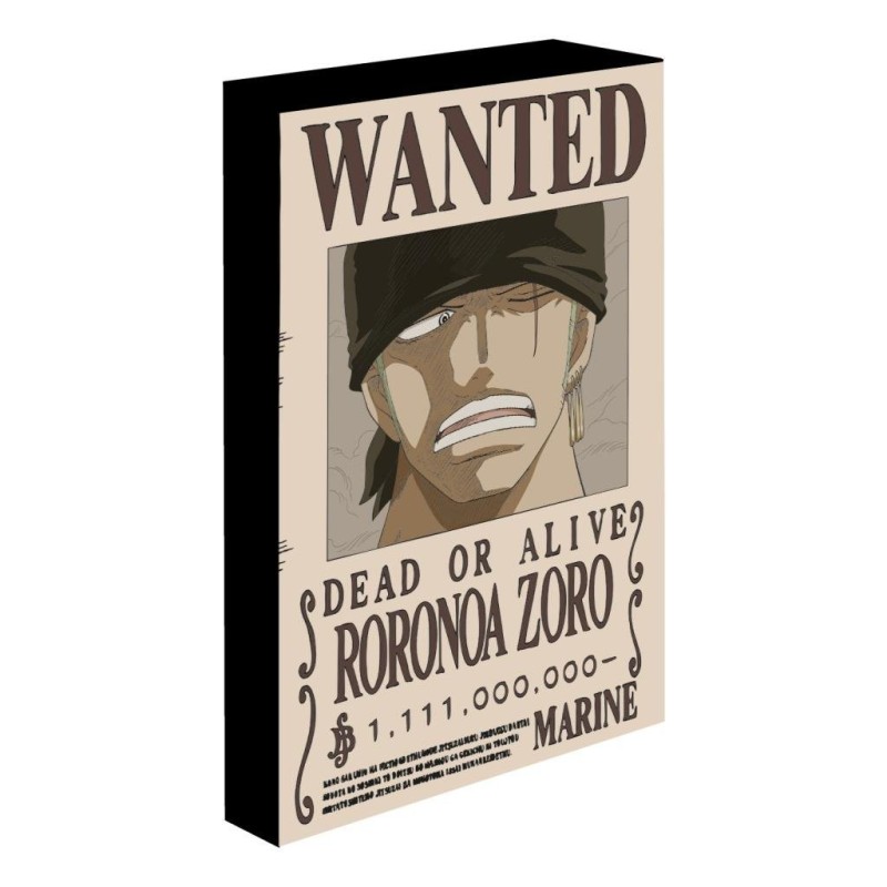 ONE PIECE - Zoro Wanted - Canvas Lumineux 40X30 Cm 