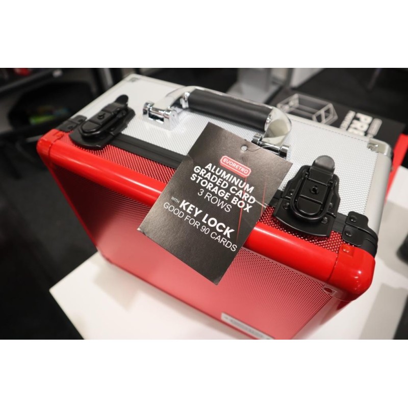 EVORETRO -  Graded Card Storage Box Red and Silver for 90 Cards 