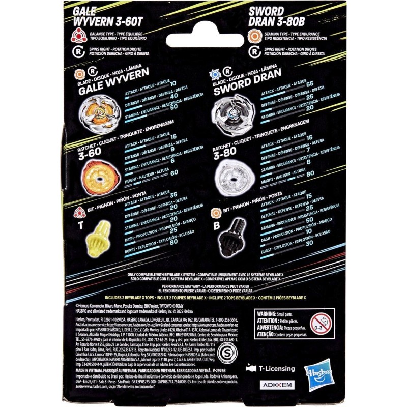BEYBLADE X - Gale Wyvern 3-60T & Sword Dran 3-80B Dual Pack 