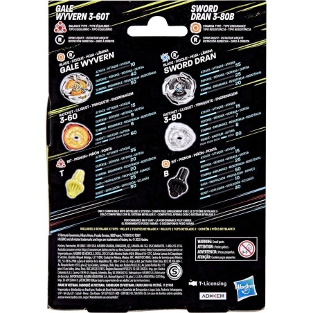 BEYBLADE X - Gale Wyvern 3-60T & Sword Dran 3-80B Dual Pack 