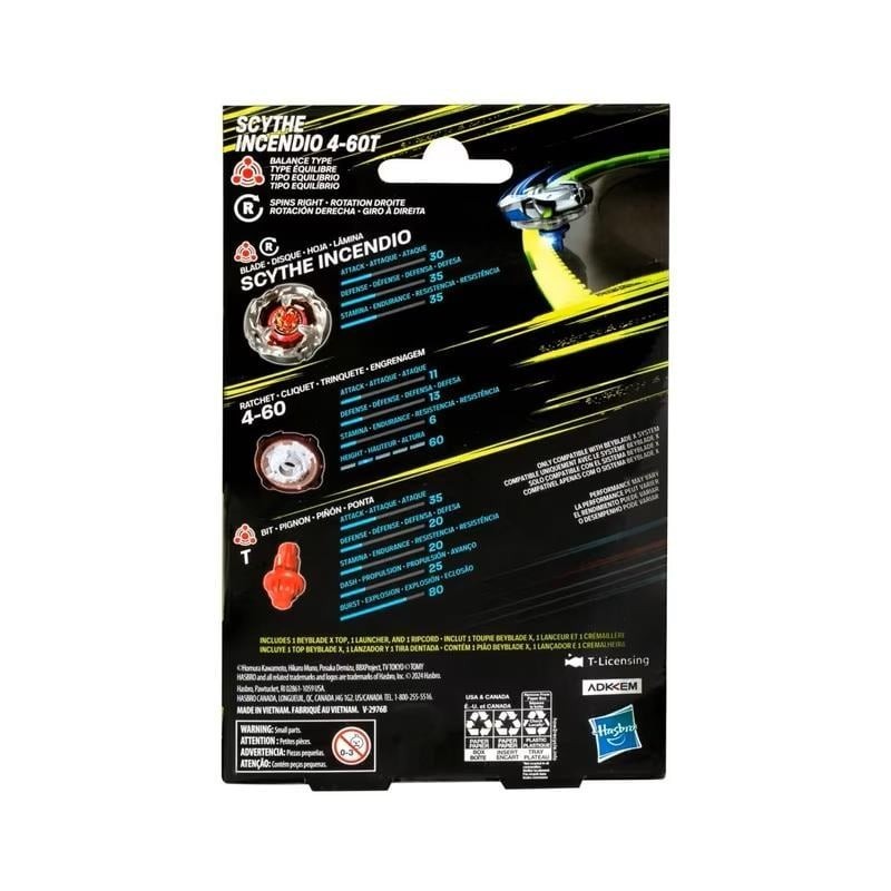 BEYBLADE X - Scythe Incendio 4-60T Starter Pack 