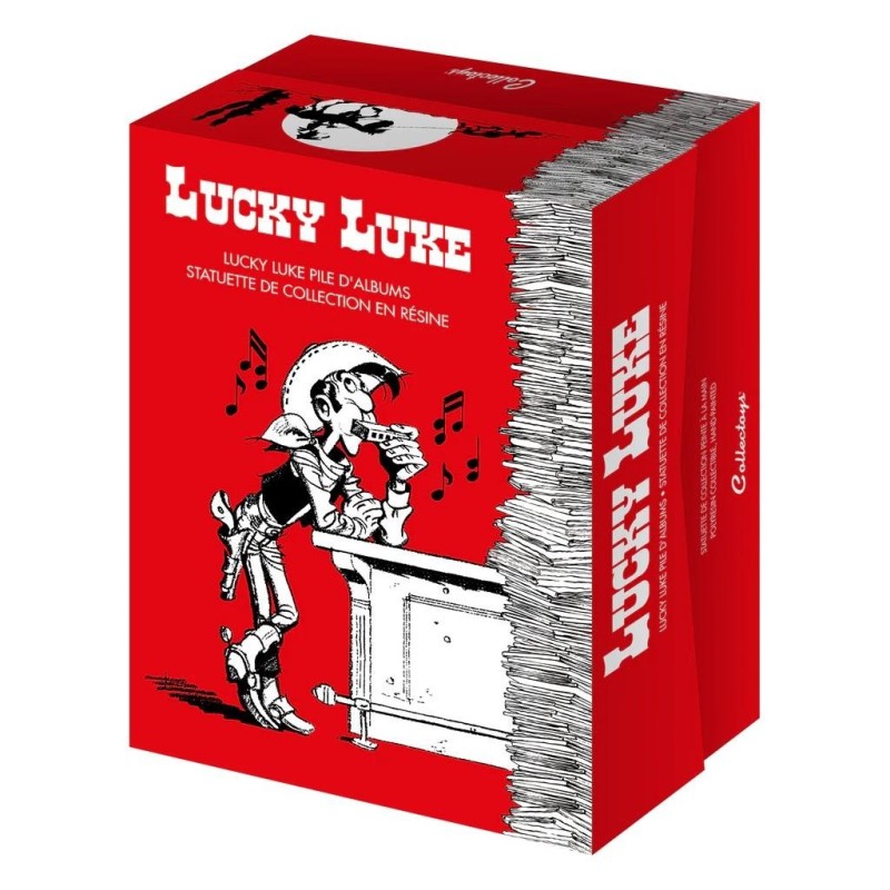 LUCKY LUKE - Lucky Luke & Rantamplan sur pile de BD - Statuette 25cm 