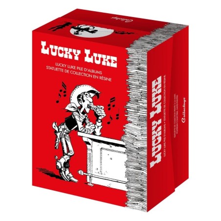 LUCKY LUKE - Lucky Luke & Rantamplan sur pile de BD - Statuette 25cm 