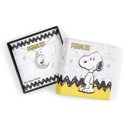 SNOOPY - Collier avec Pendentif Lune Serti de pierres 18mm 