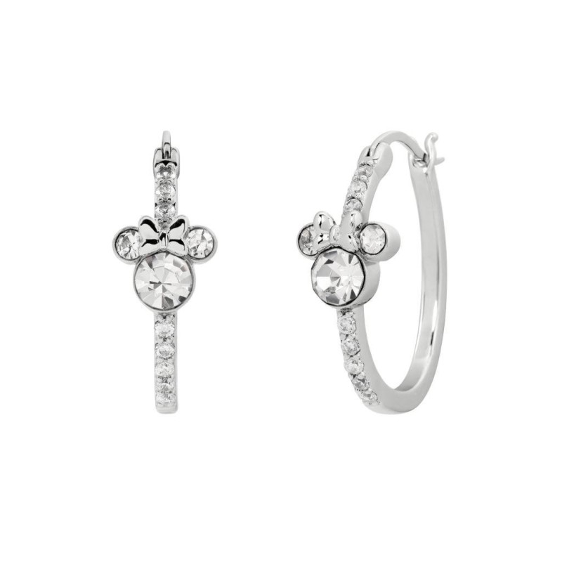 MINNIE - 1 Paire d'Anneaux d'Oreilles Serti en Laiton Plaqué Argent 