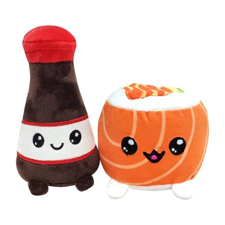 YUMMIES - Uramaki & Soya - 2 Peluche 15cm dans sac en peluche 21x21cm 