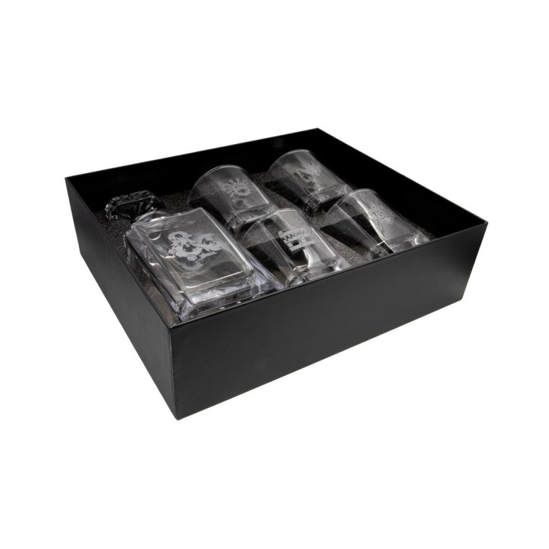 DUNGEONS & DRAGONS - Set with 4 engraved whiskey glasses 