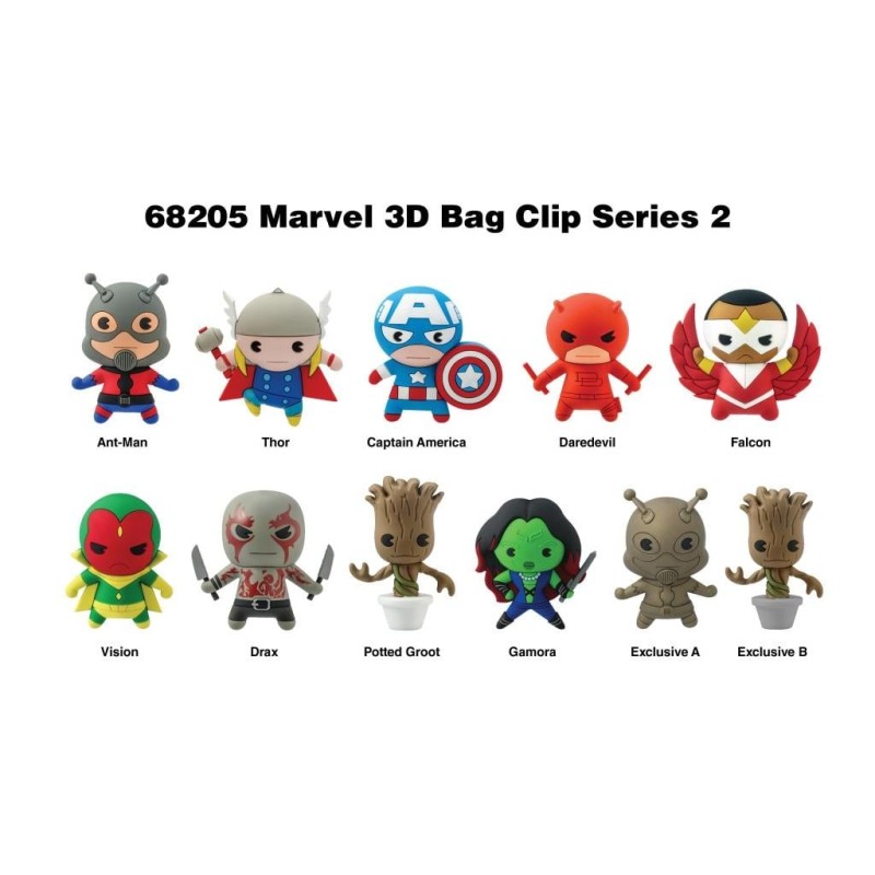 MARVEL - Series 2 - 3D Foam Bag Clip (Display 24 Pcs) 