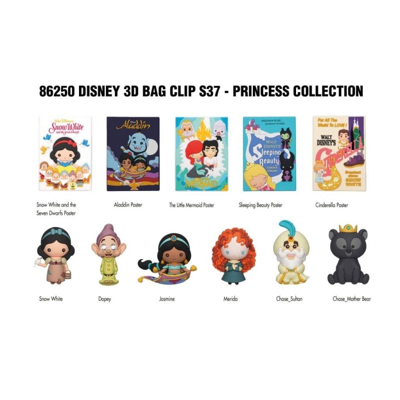 DISNEY PRINCESS - Series 37 - 3D Foam Bag Clip (Display 24 Pcs) 