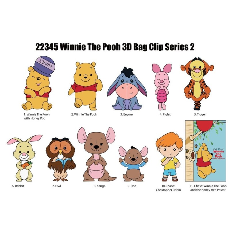 WINNIE L'OURSON - Series 2 - 3D Foam Bag Clip (Display 24 Pcs) 