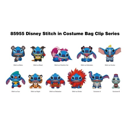 STITCH EN COSTUME - Series 1 - 3D Foam Bag Clip (Display 24 Pcs) 