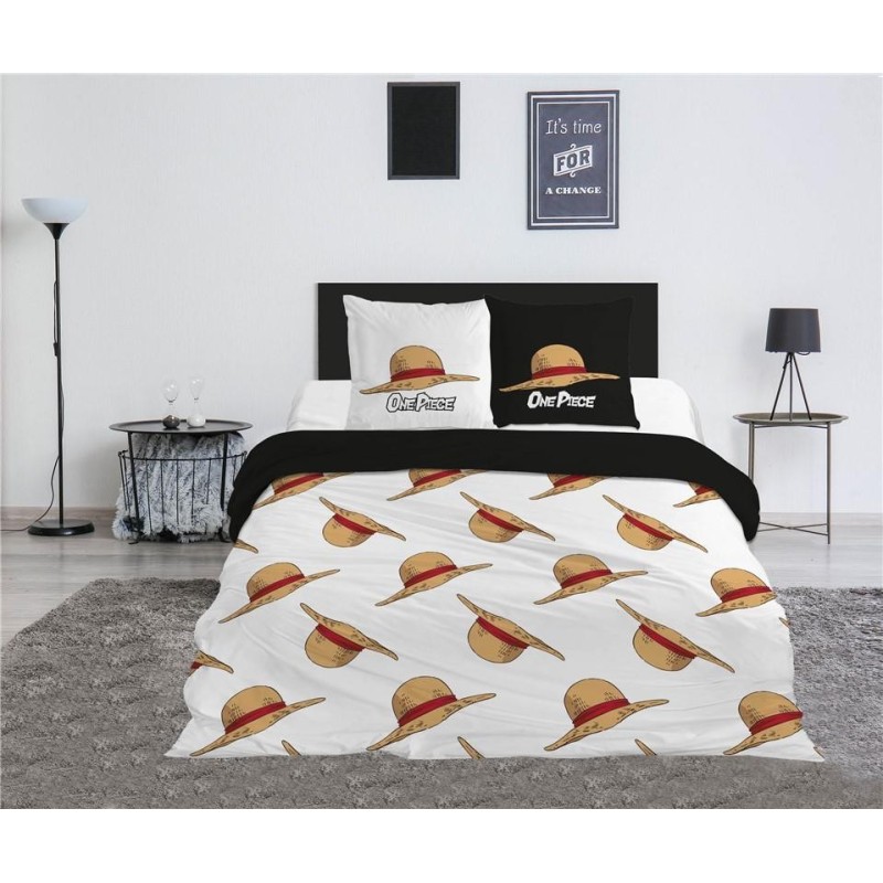 ONE PIECE - Parure de lit 240x220cm + 2x65x65cm - Chapeau de paille 
