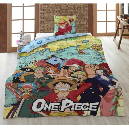 ONE PIECE - Luffy & Equipage - Parure de lit 140x200cm + 65x65cm 