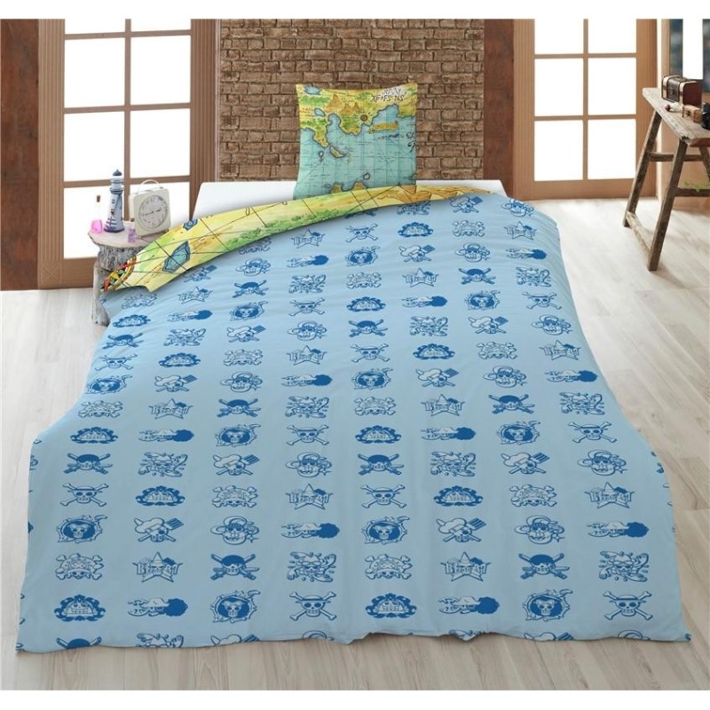 ONE PIECE - Luffy & Equipage - Parure de lit 140x200cm + 65x65cm 