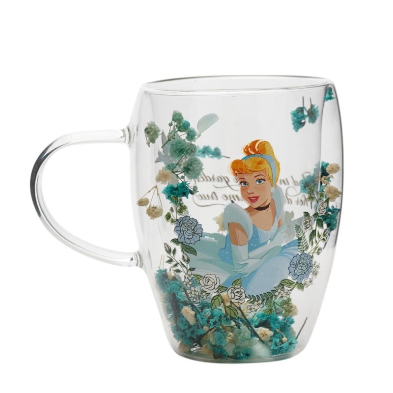 DISNEY PRINCESS - Cinderella - Glass with Dried Flowers 10oz 