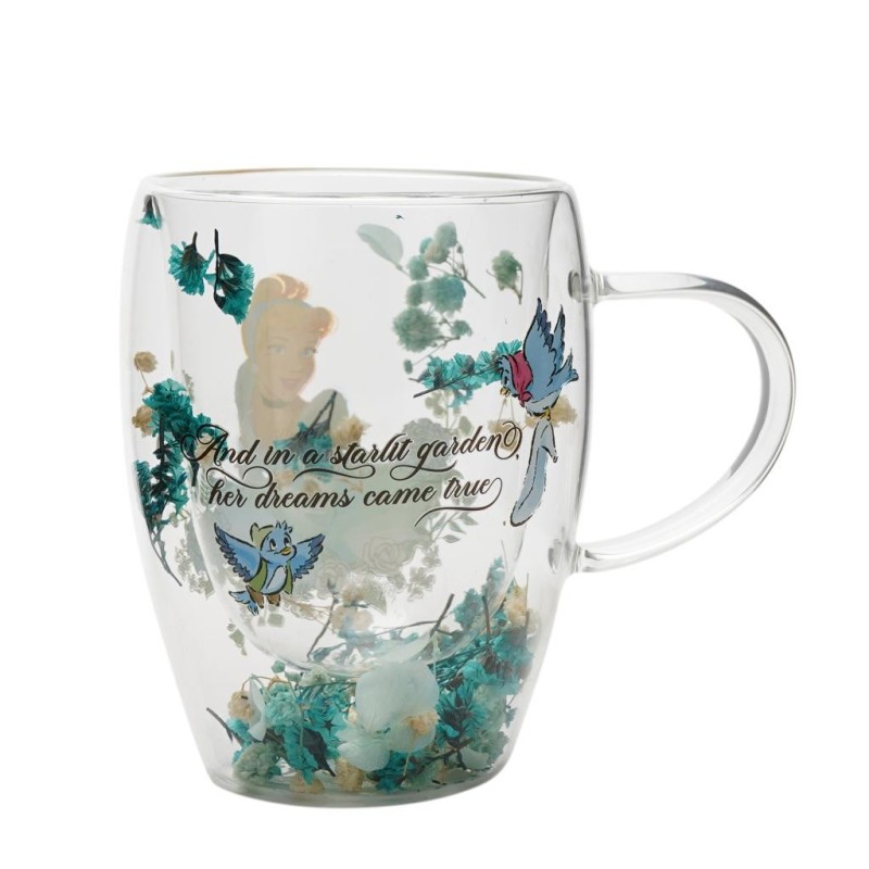 DISNEY PRINCESSES - Cendrillon - Verre avec Fleurs Sechées 300ml 