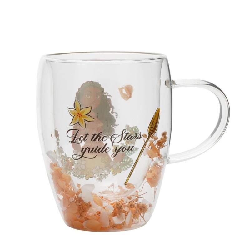 DISNEY PRINCESSES - Vaiana - Verre avec Fleurs Sechées 300ml 