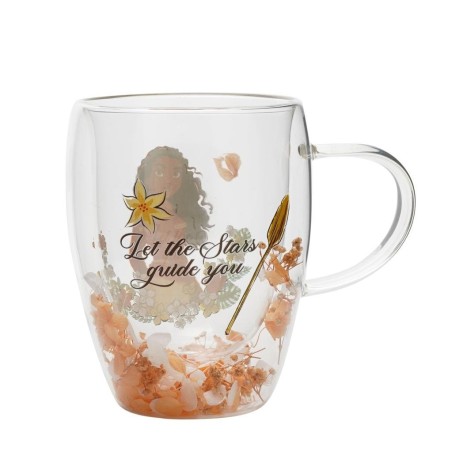 DISNEY PRINCESSES - Vaiana - Verre avec Fleurs Sechées 300ml 