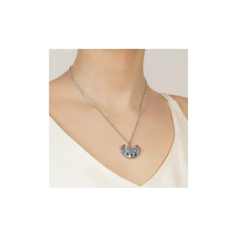 STITCH - Head - Collier avec Pendentif Serti de Pierres 16mm 
