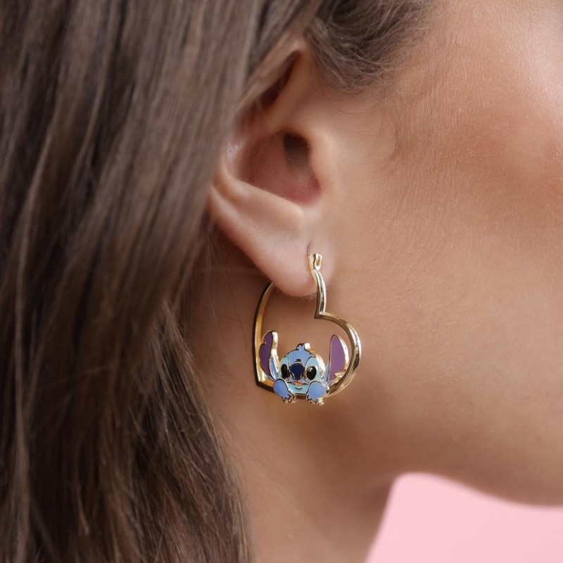 STITCH - 1 Paire d'Anneaux d'Oreilles en forme de Coeur 