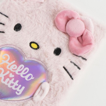 HELLO KITTY - Glitter - Notebook Premium Fourrure - Format A5 