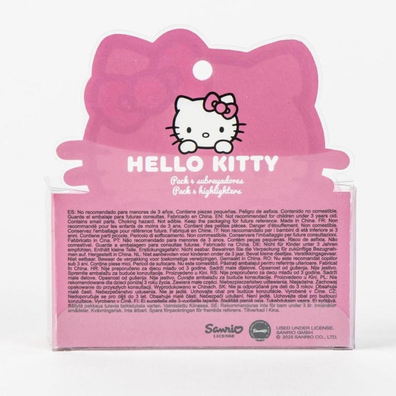 HELLO KITTY - Pack of  4 mini Highlighters "food" 