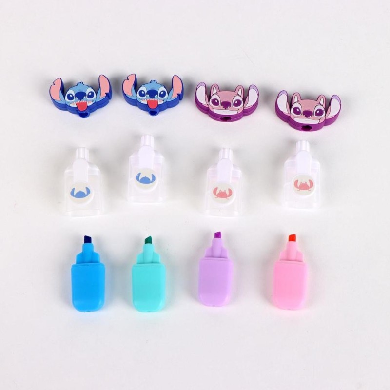 STITCH & ANGEL - Pack de 4 mini Surligneurs "head" 