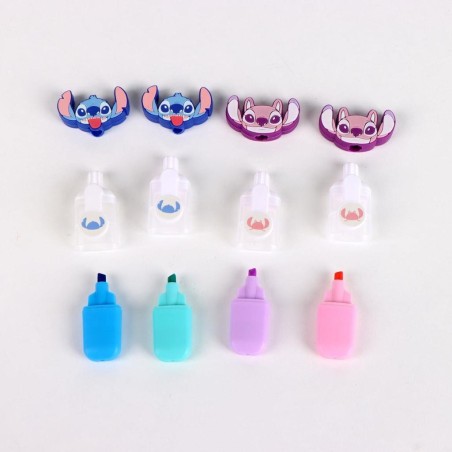 STITCH & ANGEL - Pack de 4 mini Surligneurs "head" 