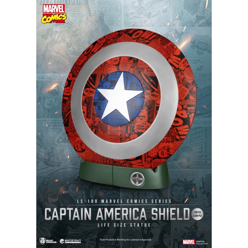 MARVEL - Bouclier de Captain America - Statuette Life Size 64cm 