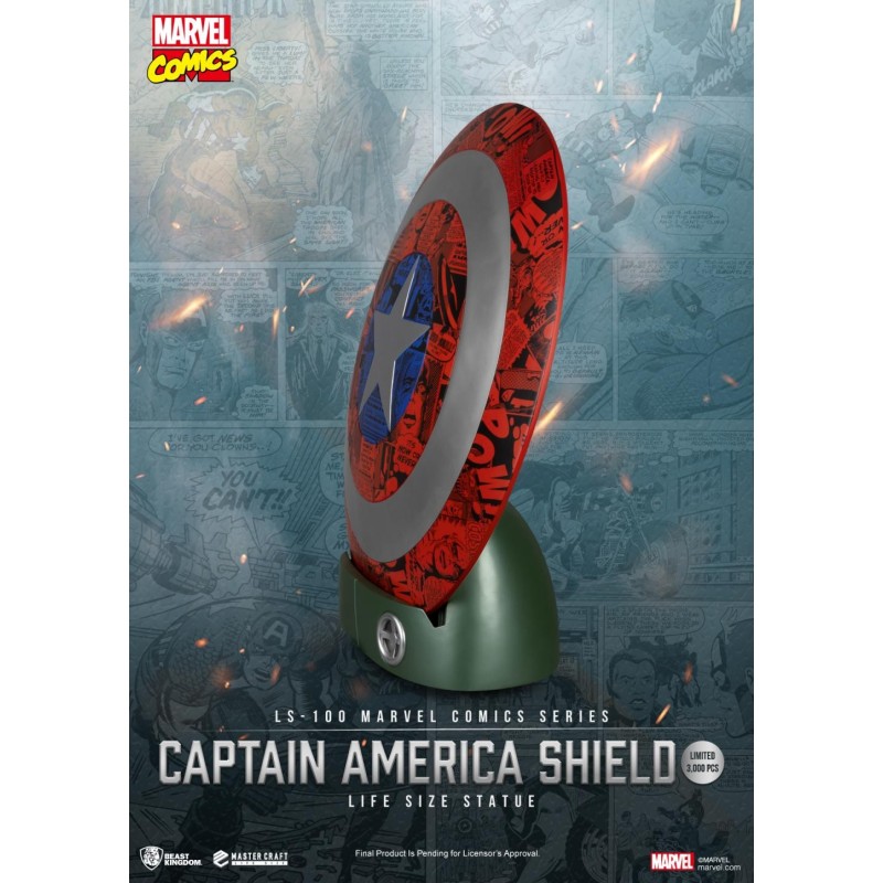 MARVEL - Bouclier de Captain America - Statuette Life Size 64cm 