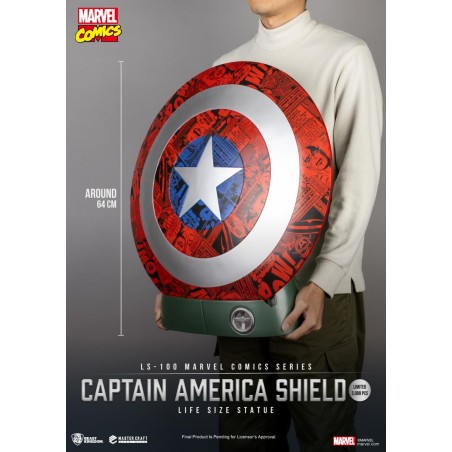 MARVEL - Bouclier de Captain America - Statuette Life Size 64cm 