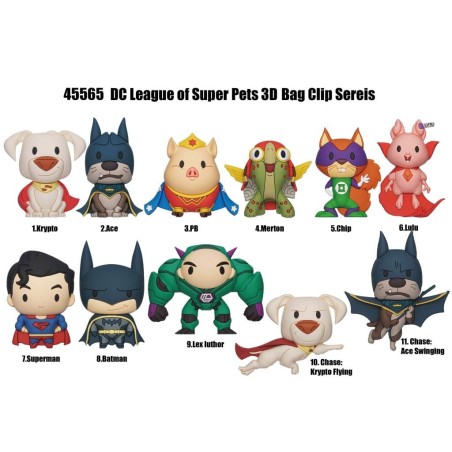 DC SUPER PETS - Series 1 - 3D Foam Bag Clip (Display 24 Pcs) 