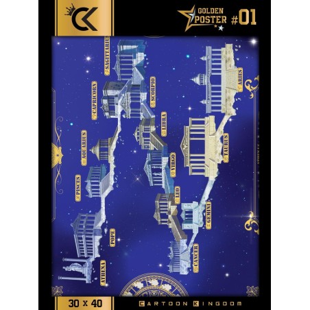 SAINT SEIYA - 12 Maisons Chevaliers D'Or - Golden Poster 30x40cm 